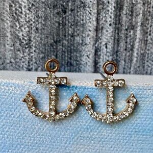 NWT Alexandra Sparkling Anchor Stud Earrings with Rhinestones